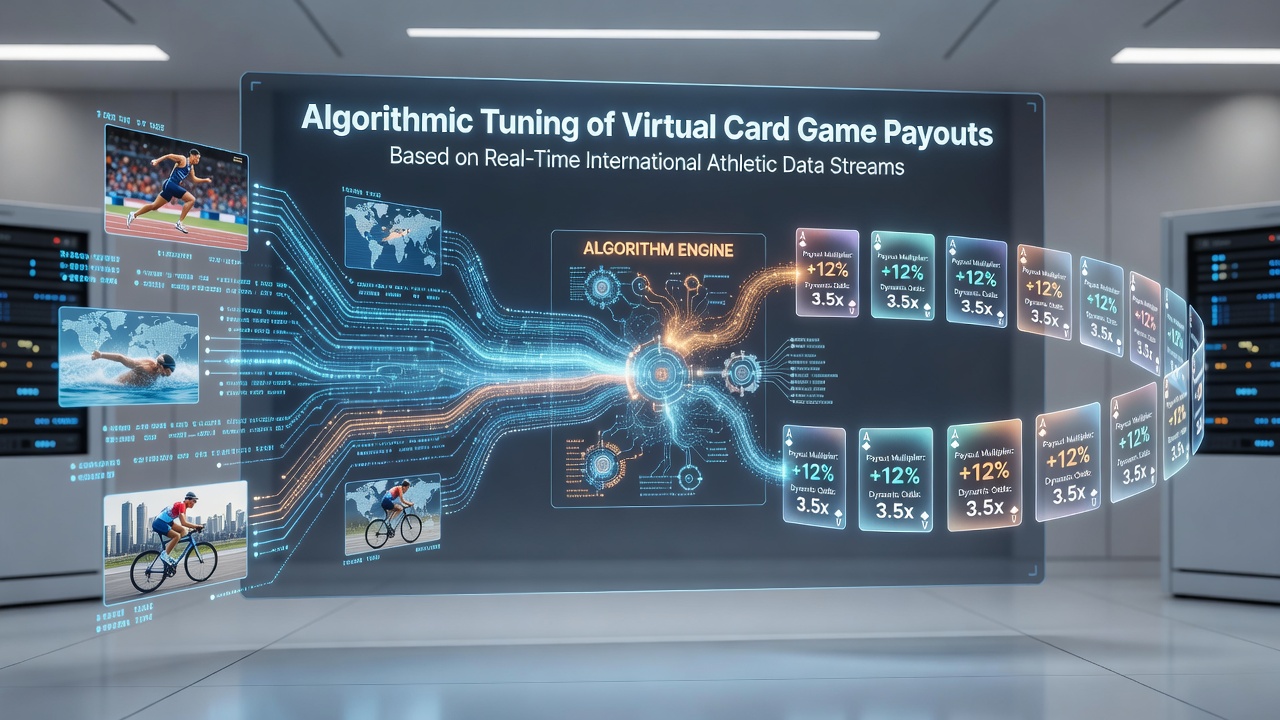 Real-time athletic data streams feeding into virtual card game payout algorithms