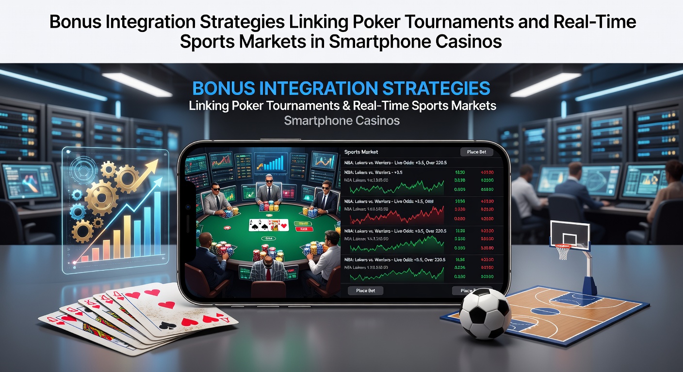 Smartphone screen displaying integrated poker tournament interface alongside live sports betting odds in a mobile casino app