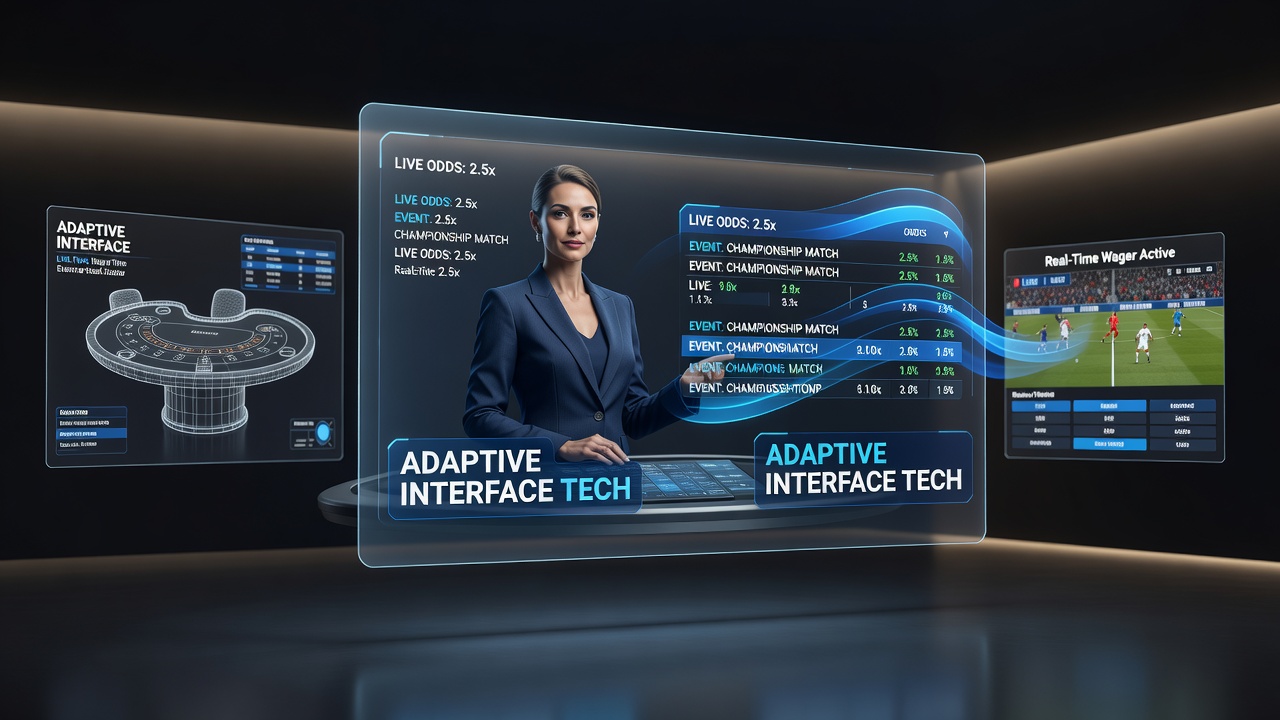 Adaptive mobile interface displaying integrated virtual dealer tables alongside live sports wagering odds