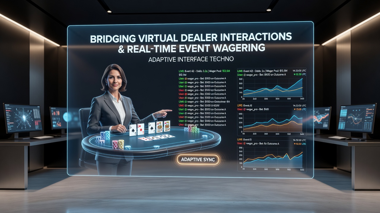 Close-up of mobile screen showing real-time event wagering overlaid on virtual dealer interaction