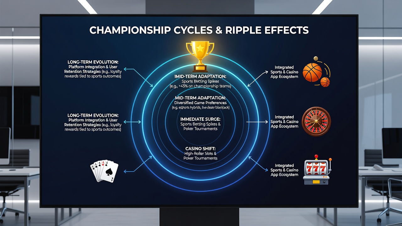 Analytics dashboard displaying shifts in game preferences during championship cycles within a combined sports and casino app