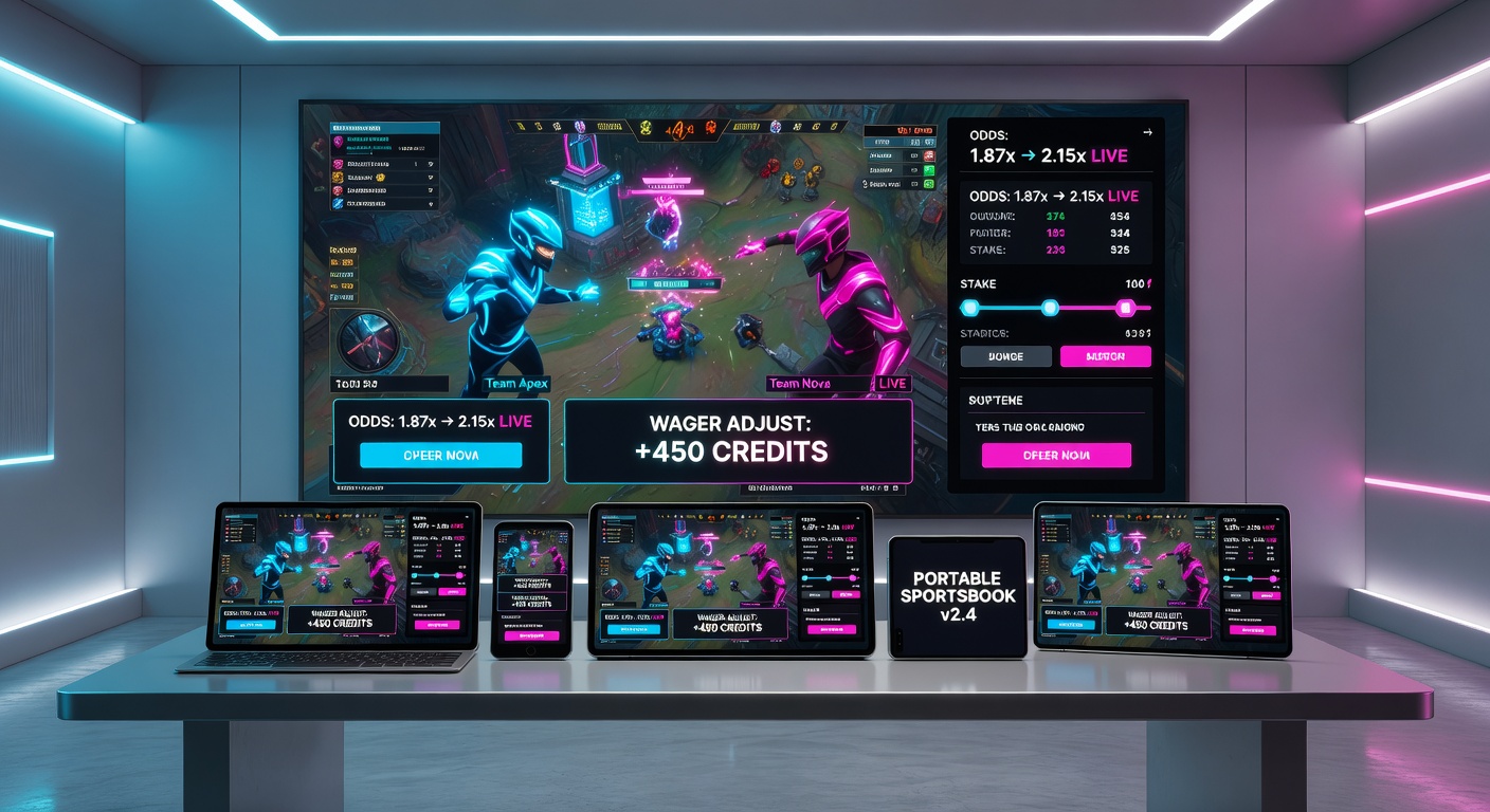 Esports stream overlay showing live player stats synced with mobile betting options for instant wager changes