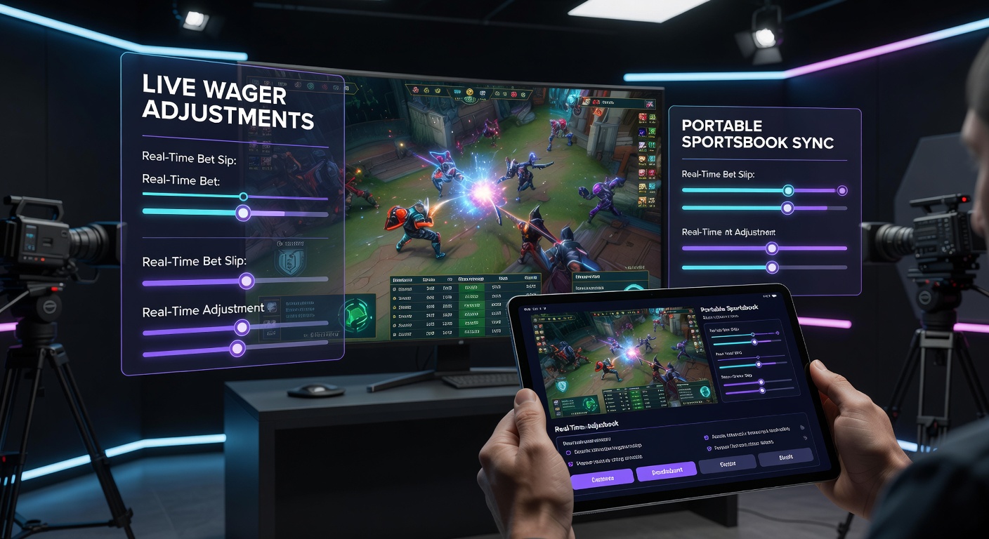 Mobile sportsbook screen displaying real-time esports overlay data with adjustable betting sliders