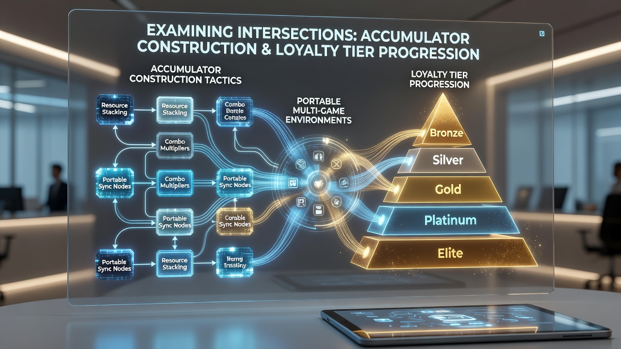 Mobile gaming interface showing accumulator bet builder alongside loyalty progress bar in a multi-game app