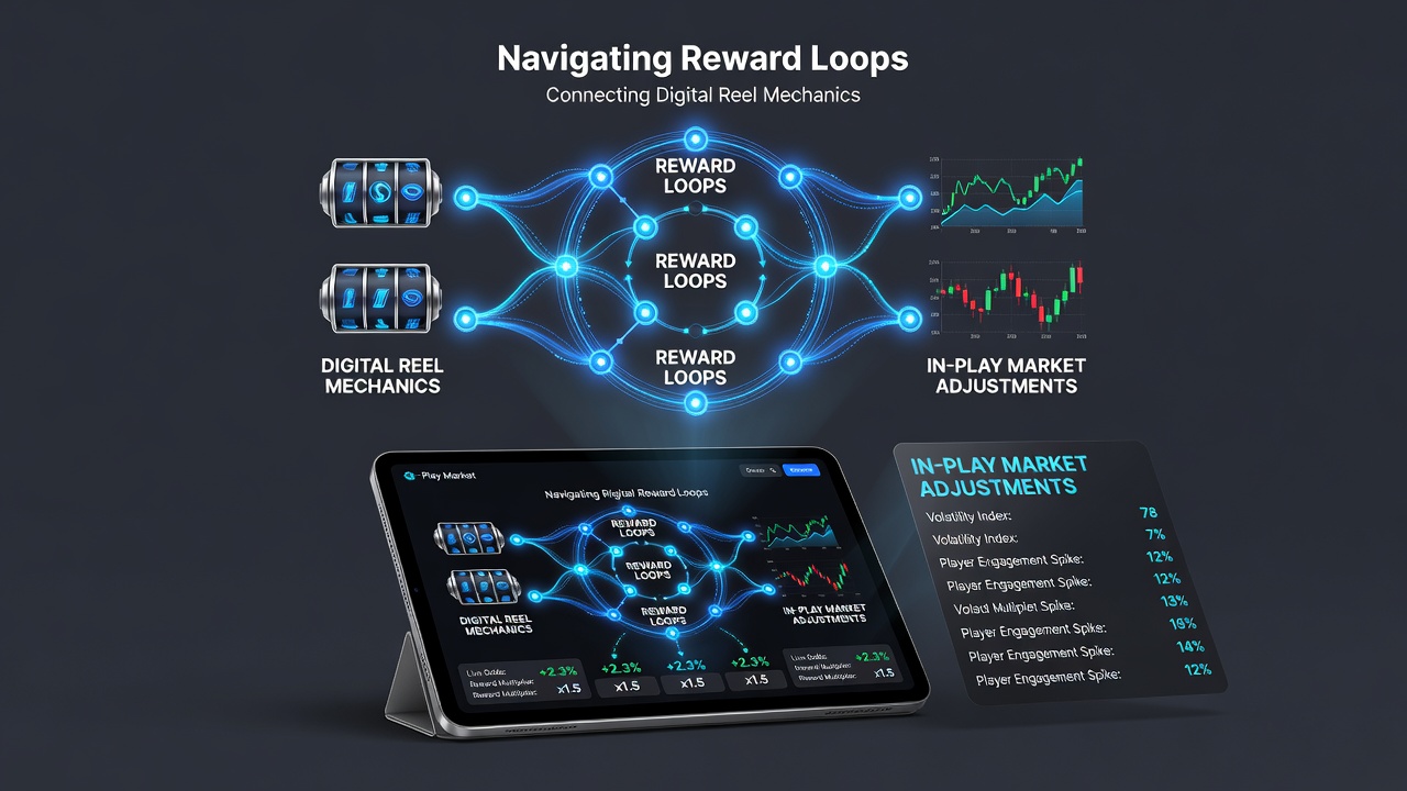 Handheld screen capture illustrating synchronized reel bonus indicators and in-play odds panels