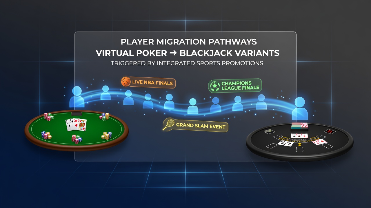 Mobile app interface showing integrated sports promotions linking poker rooms and blackjack variants in a single ecosystem