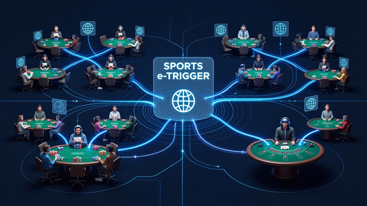 Infographic illustrating player flow between poker and blackjack triggered by sports promotions in mobile apps