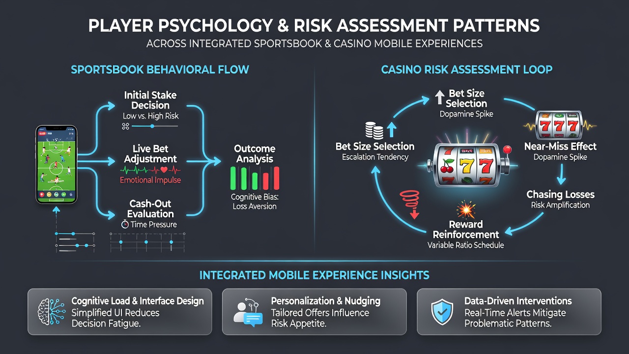 Analytics dashboard view of player risk patterns across sportsbook and casino sections in a mobile app